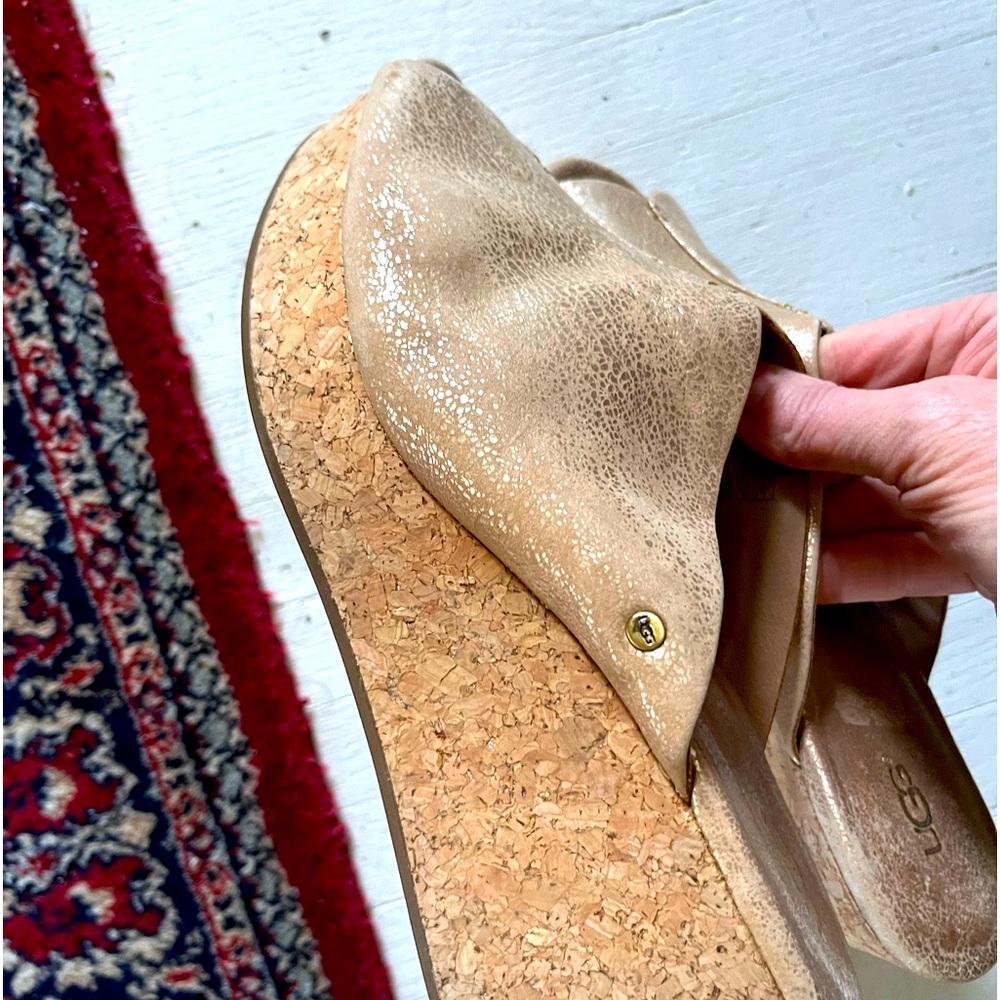 Ugg gold vintage leather mule wedge, worse once.